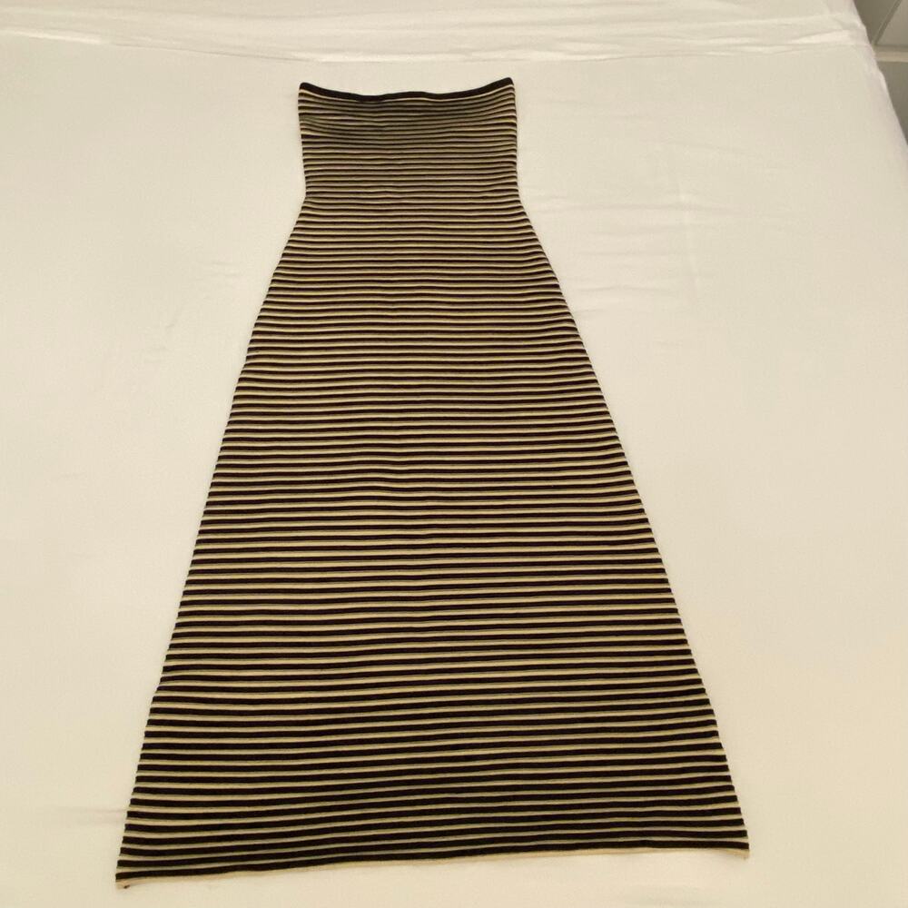 The Wolf Gang Size Small Sunmor Strapless Knit Black & Beige Maxi Dress - Picture 5 of 14